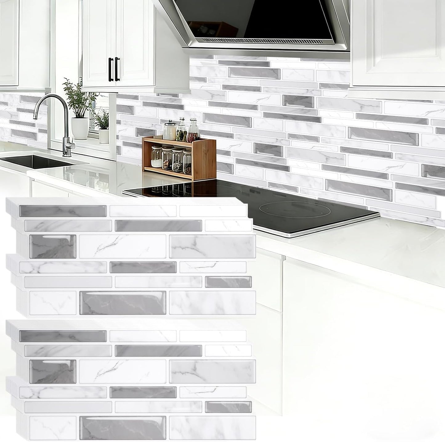 24 Hojas Papel Autoadhesivo Impermeable 10x5pulg Aspecto Mármol
