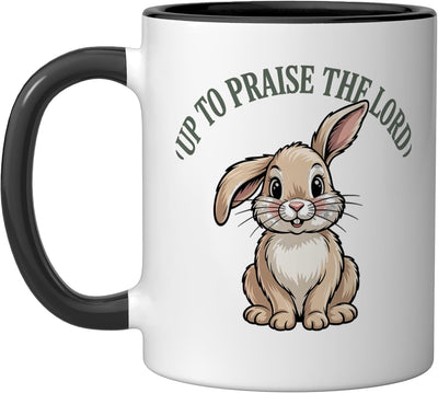 Taza cerámica Praise The Lord conejo cristiano para Pascua negro/blanco