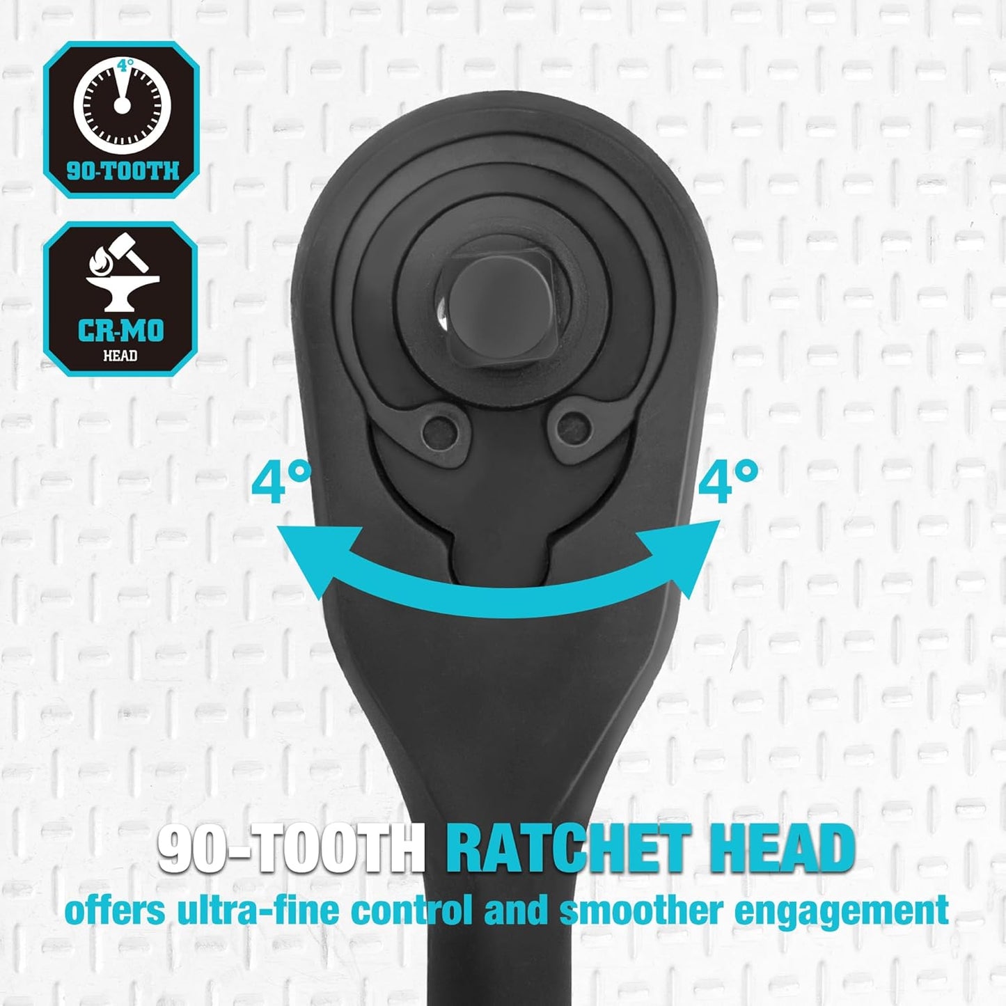 Llave ratchet 1/4 pulg 90 dientes cabeza cerrada negra