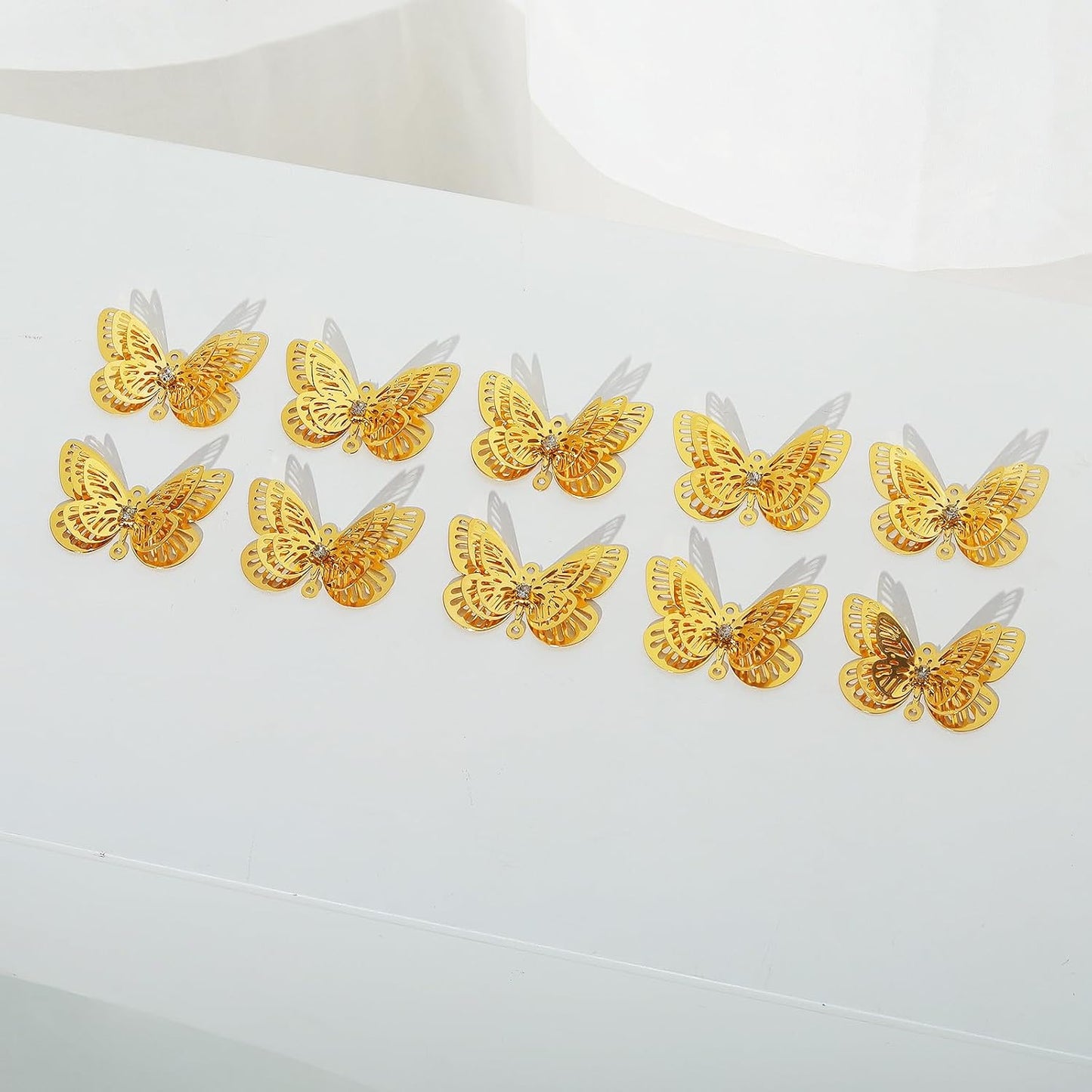 10 Pzas Mariposa Dorada Colgante Ornamento