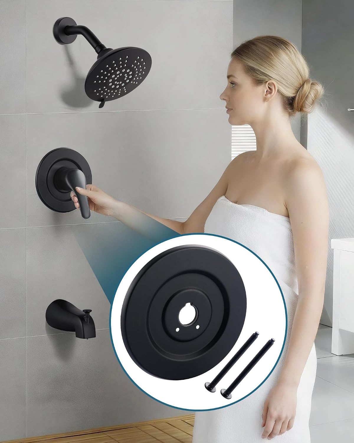 Placa repuesto Moen 16090 acero inox ducha bañera negro mate
