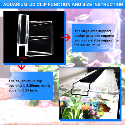 6 Clips Acrílico Vidrio para Tapa Acuario 0.197-0.236pulg