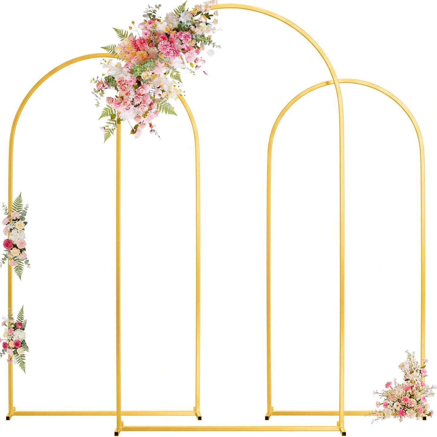 Soporte arco boda 7.2ft metal dorado set 3 bases estables