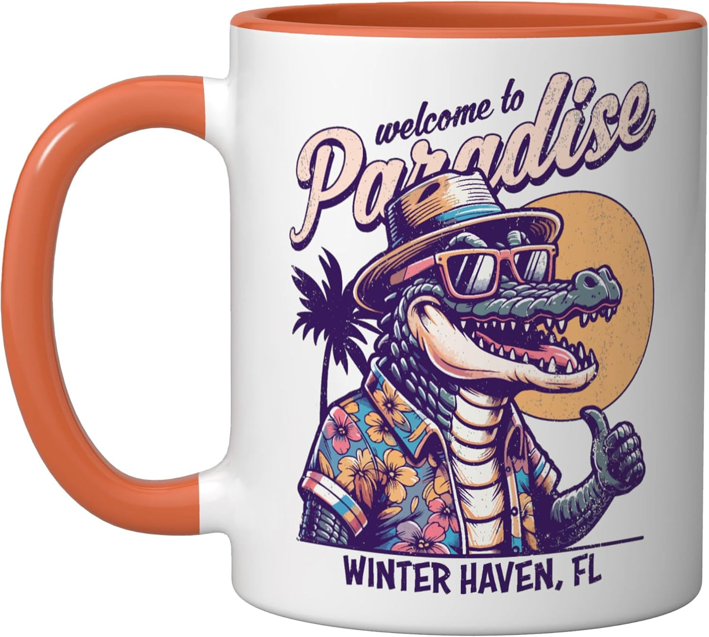 Taza Cerámica Retro Cocodrilo Orange/White