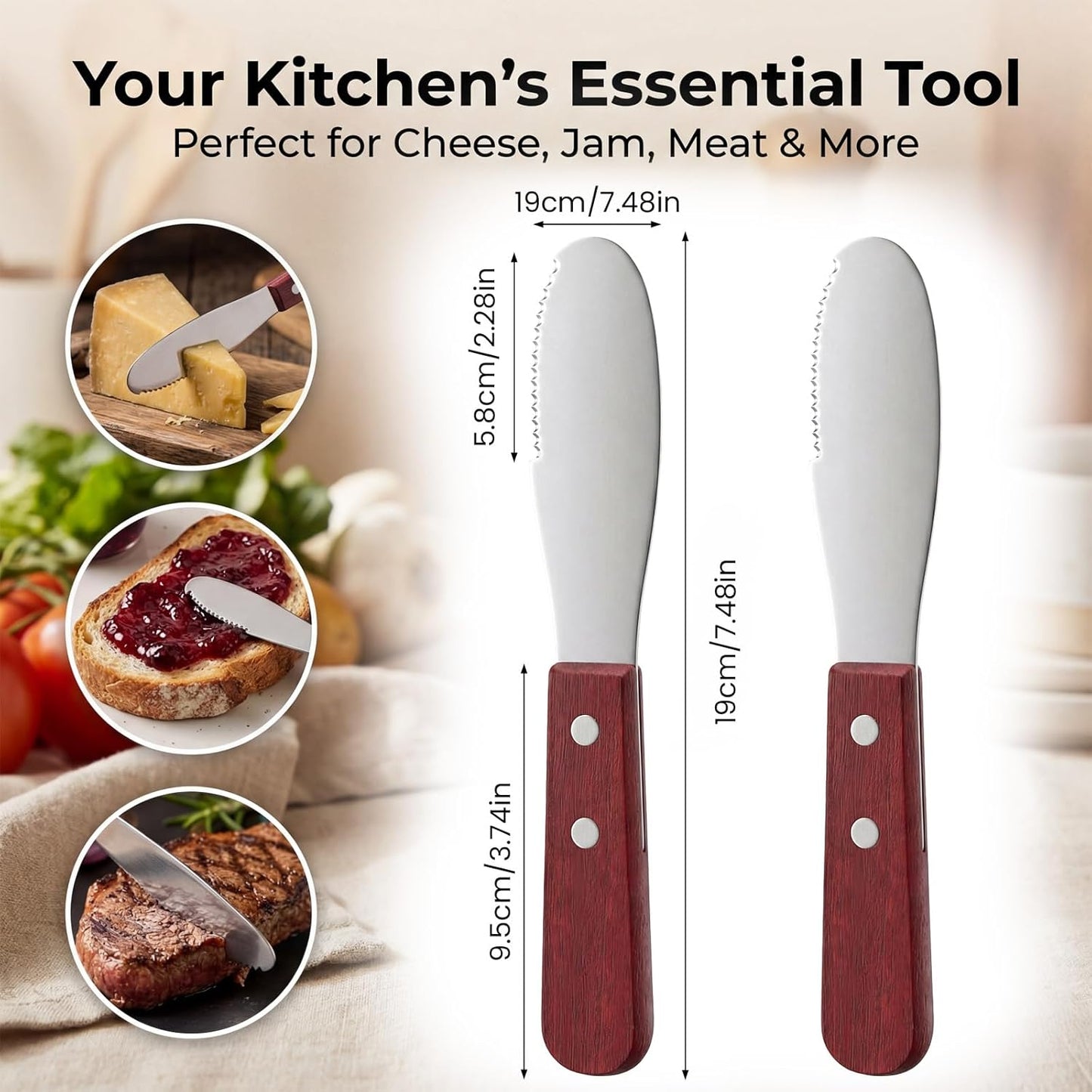 Cuchillo esparcidor mantequilla acero inox mango madera