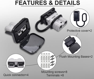 Conector Anderson Plug 50A con soporte tapa para batería 12V-36V