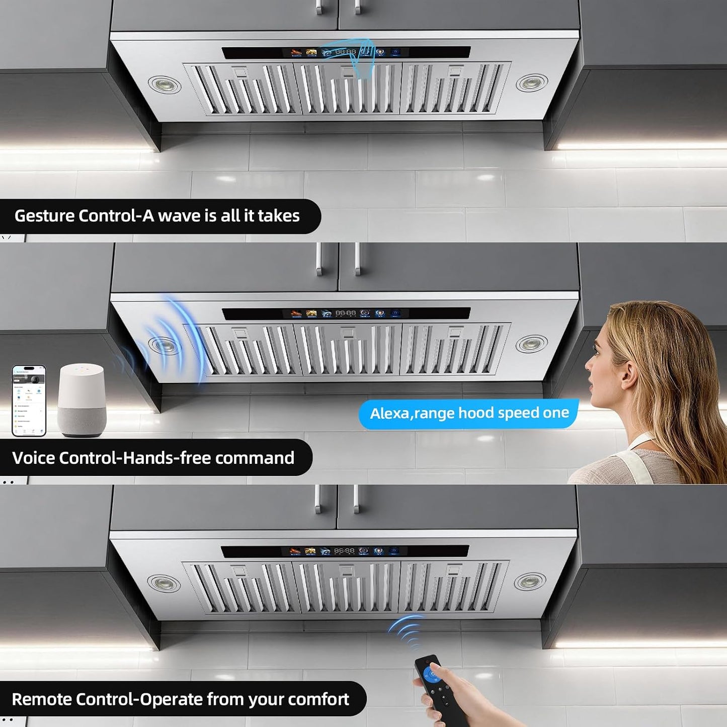 Campana extractora 36pulg acero inox control tactil LED