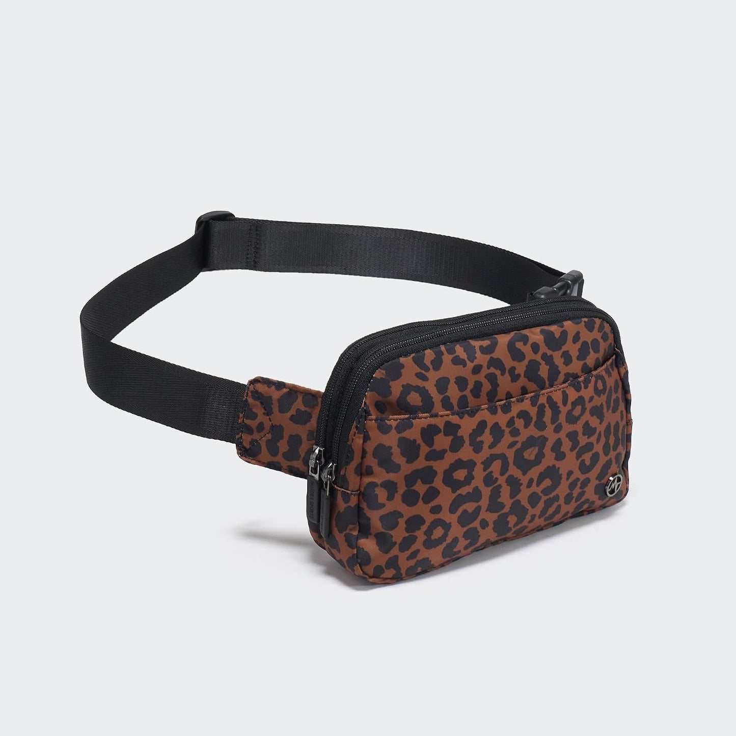 Riñonera mujer 5 bolsillos cremallera nailon leopardo