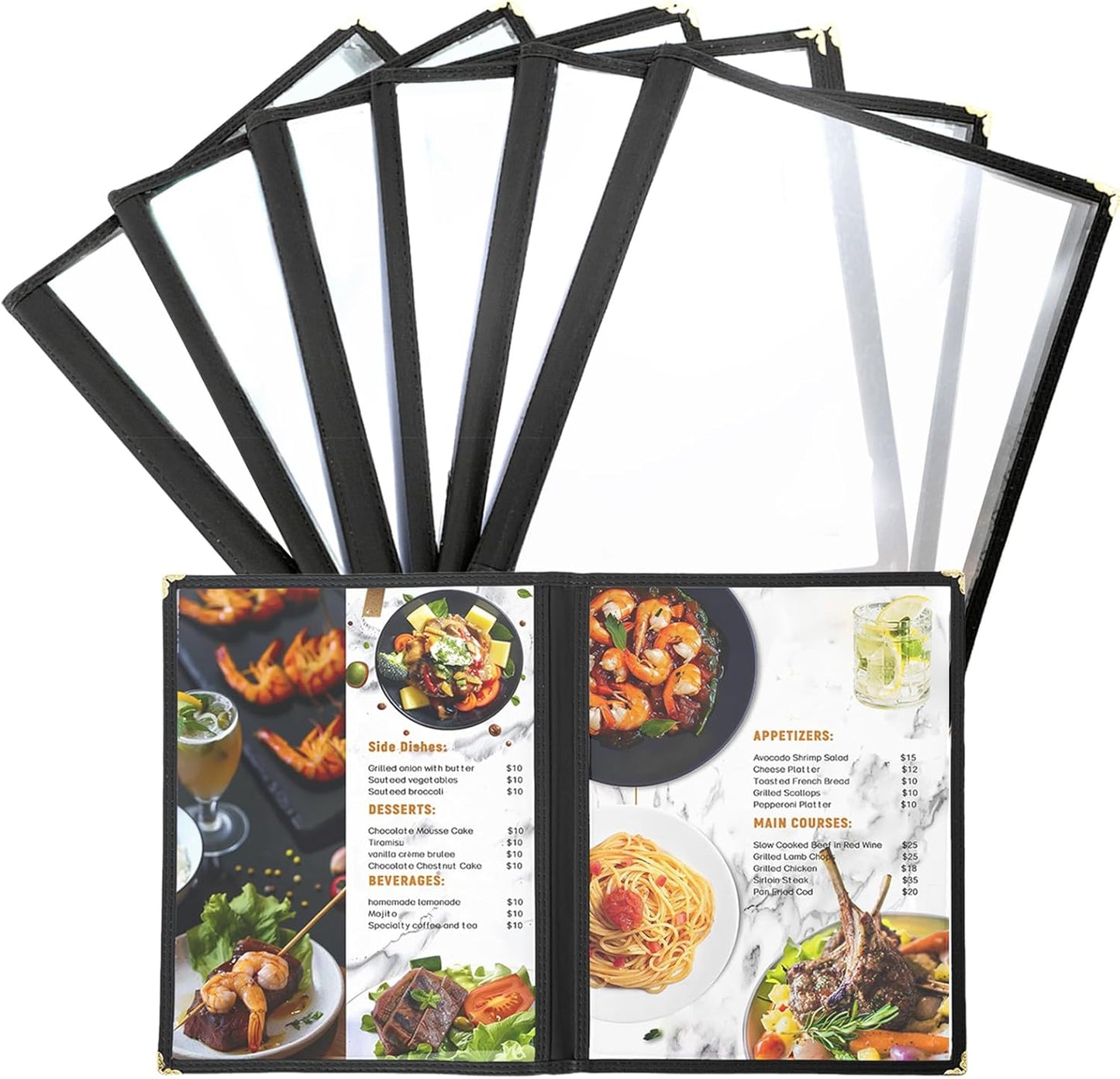 Paquete de 6 fundas de menú 8.5 x 11 pulgadas para café, bar y escuela