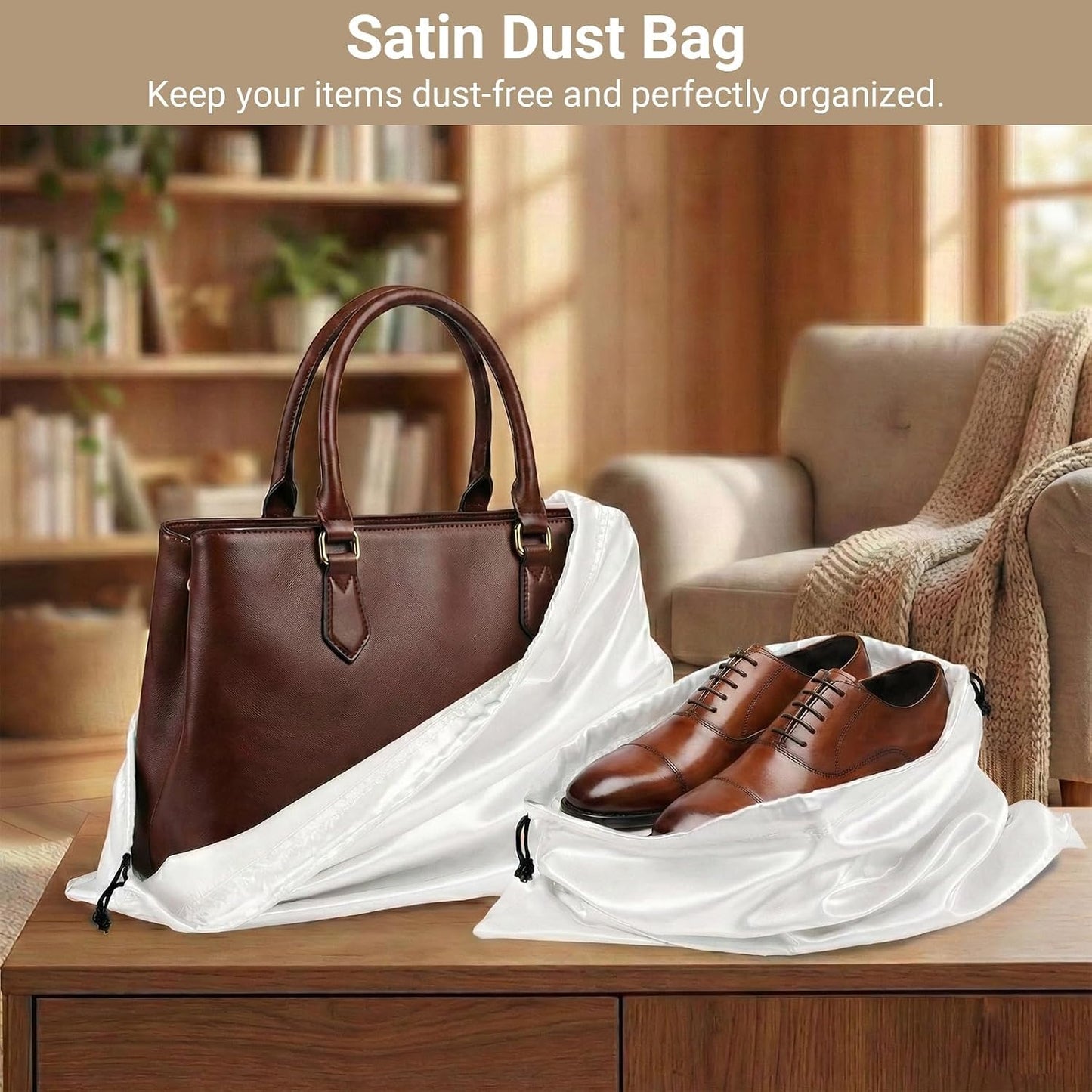 4 Pzas Bolsas Satén 15.7x19.7pulg Blanco