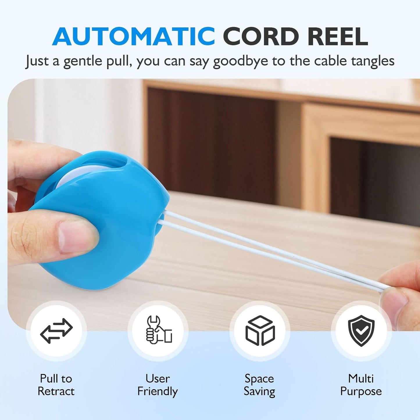 Carrete cable retráctil 3 pzas para USB y auriculares