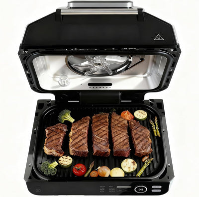 Parrilla eléctrica 8en1 con freidora aire asar hornear 1550W