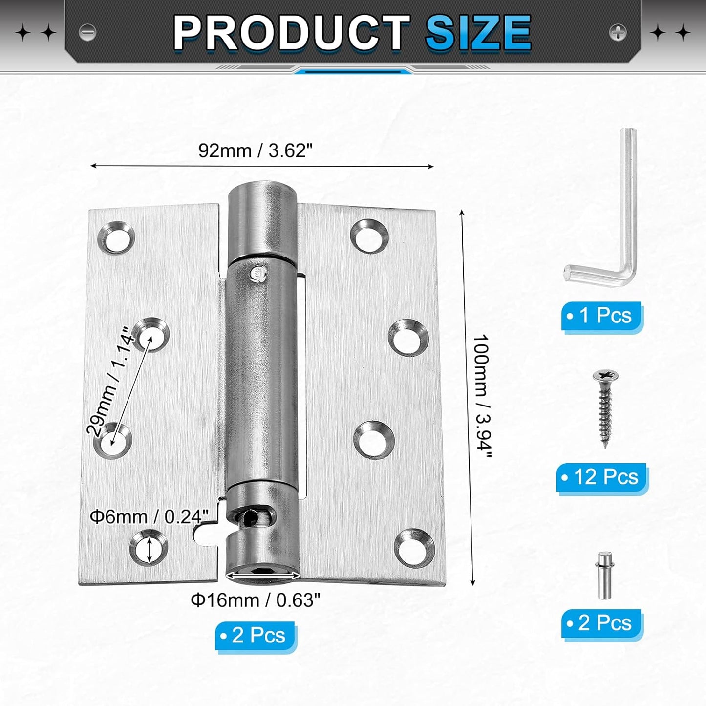 Bisagra puerta resorte 4pulg acero inox con llave S