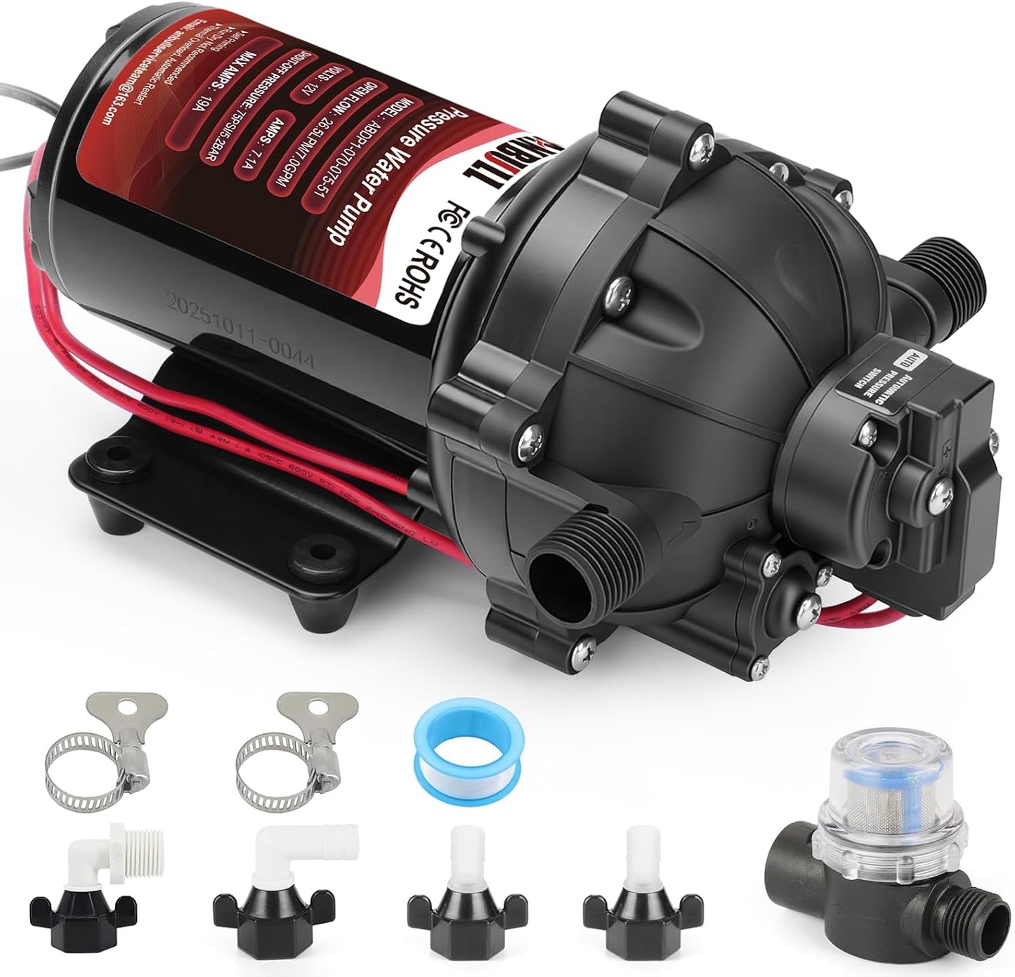 Bomba agua 12V 7GPM 75PSI diafragma autocebante RV hogar