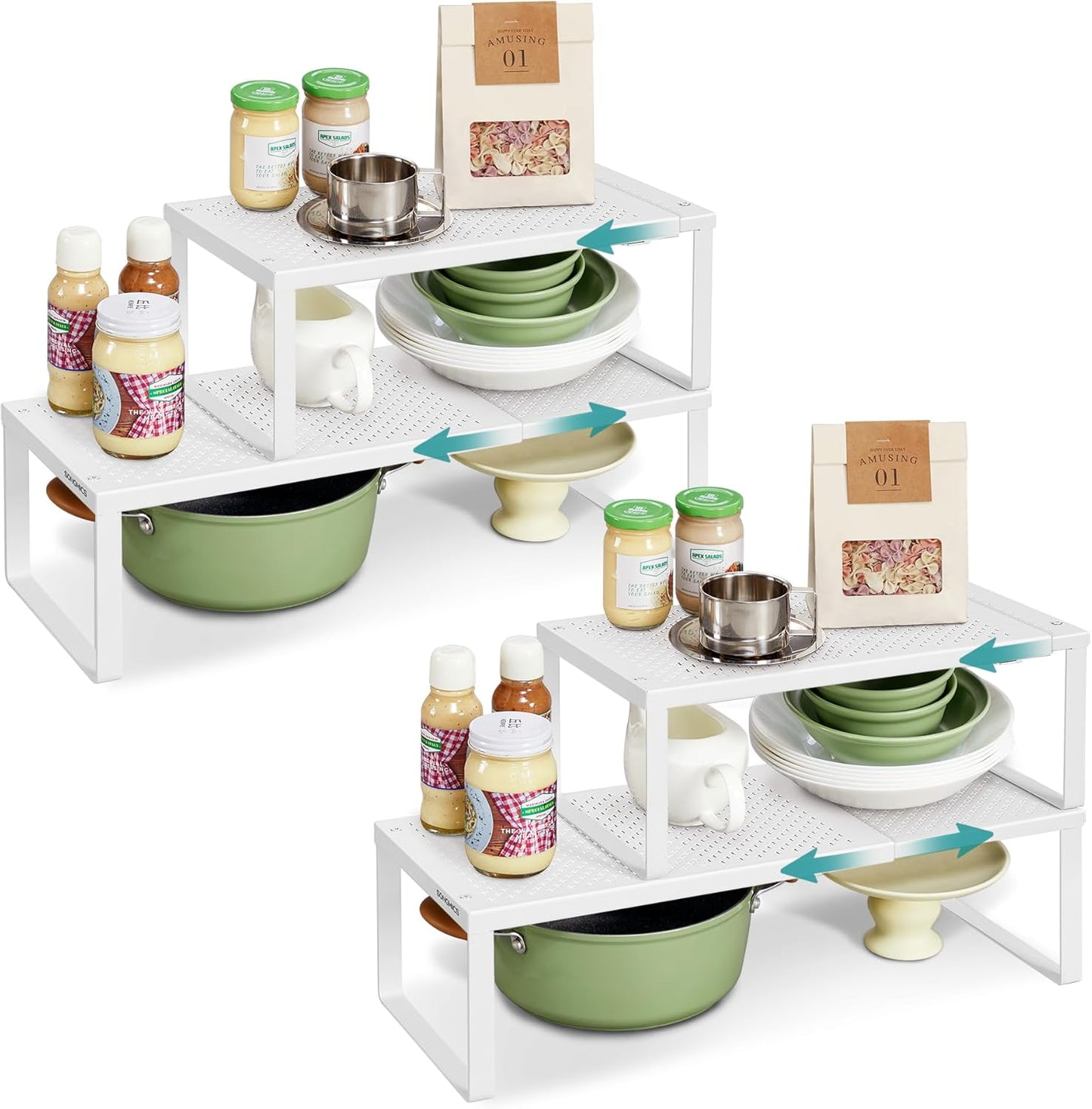 Estante especias set 4 expandible metal blanco