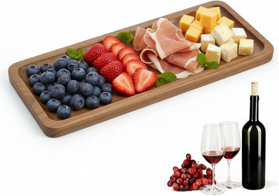Bandeja rectangular de madera para charcutería, queso, galletas y decoración