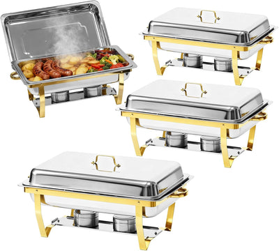Platos 9qt Acero Inox Dorado Calentador Bufé Fiestas