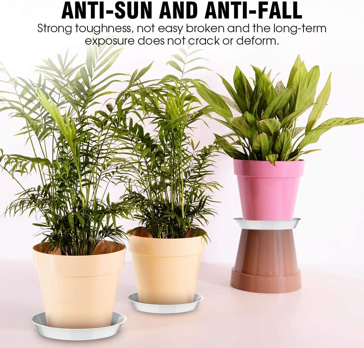 6 Pzas Platillos para Plantas 4-12pulg Antigoteo Plástico