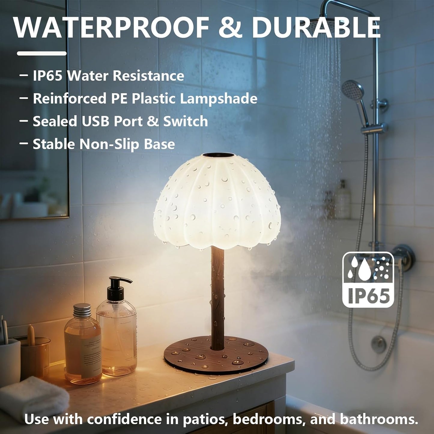 Lámpara ducha inalámbrica IP65 recargable táctil 4500mAh