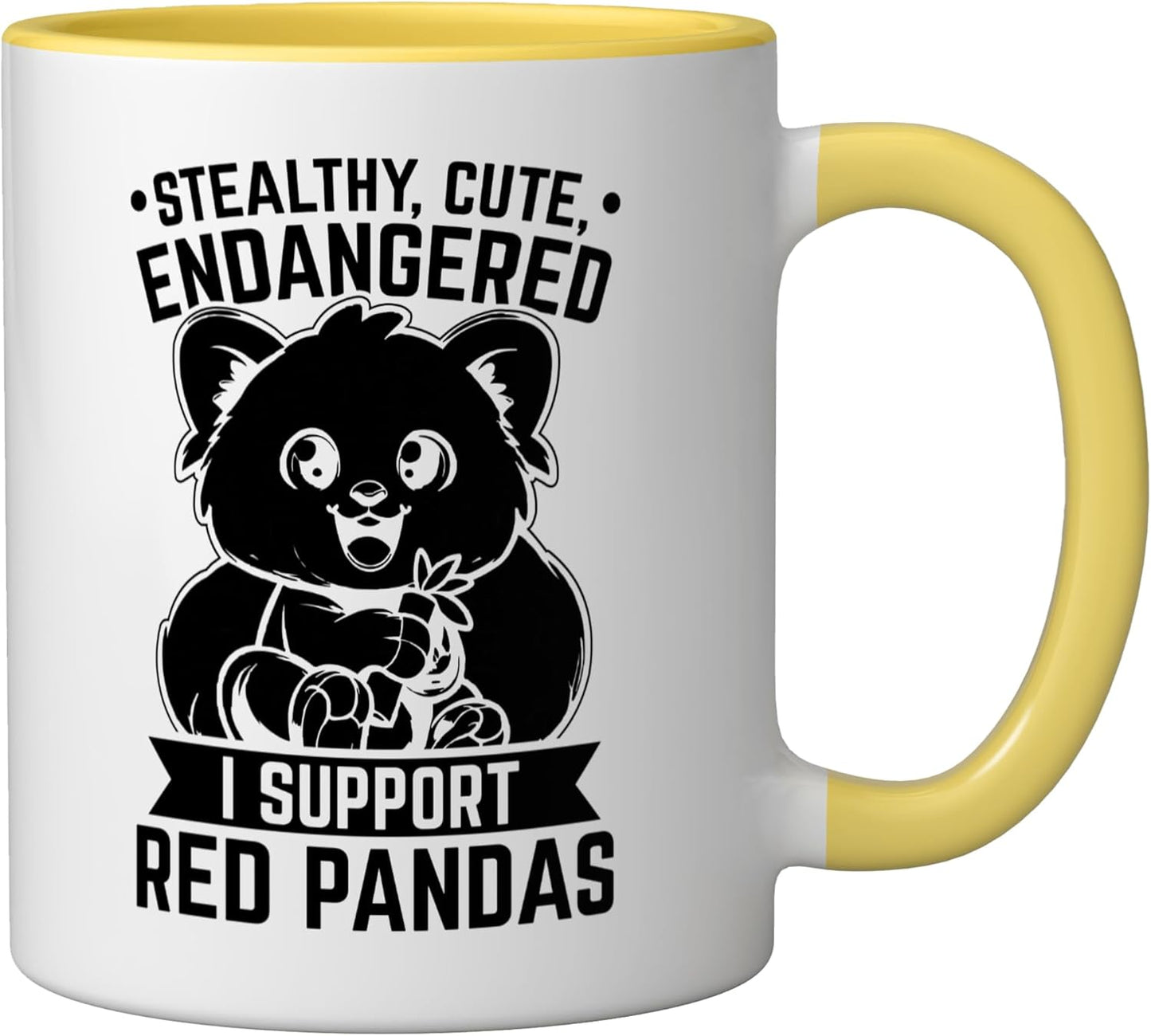 Taza Cerámica Red Panda Derechos Animales Amarillo Blanco