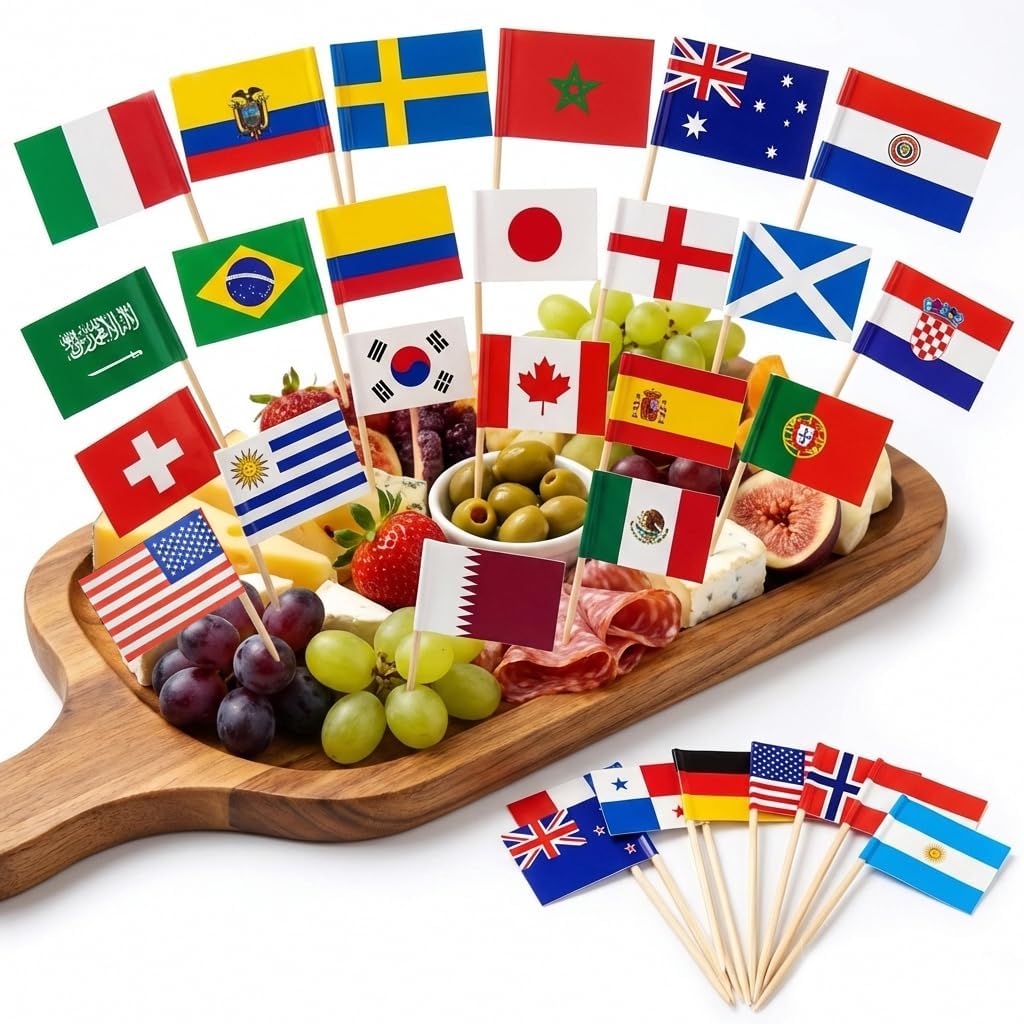 93 Mini Banderas Bambú para Cupcakes 31 Países