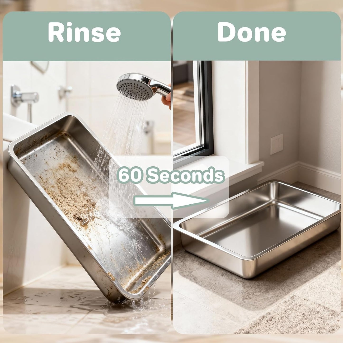 Caja arena acero inox para gatos 15.75pulg