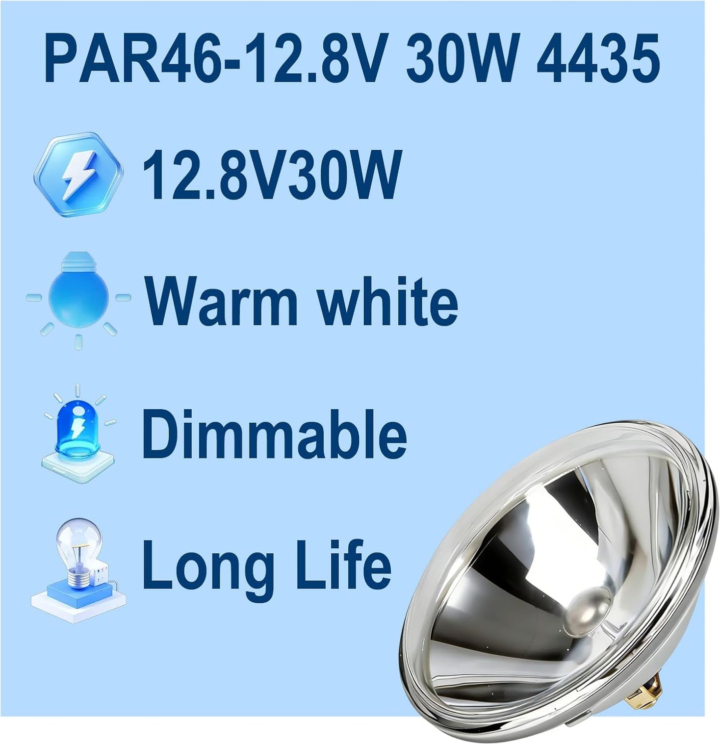 Bombilla Halógena PAR46 12.8V 30W 4435 Caliente