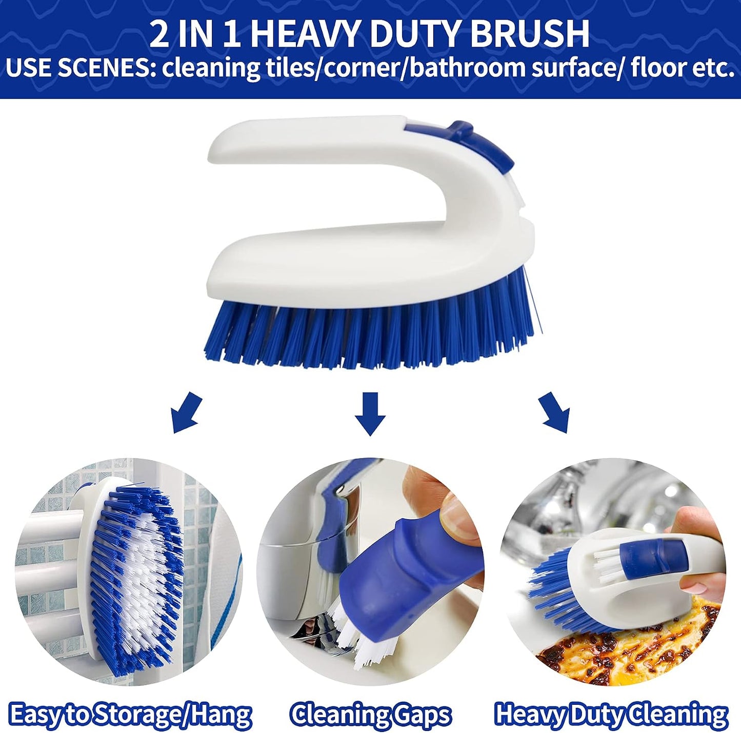 Set cepillos cocina con mango ergonómico para platos azul
