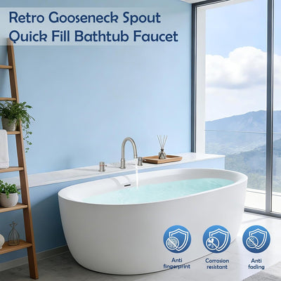 Grifo bañera romana flujo alto boquilla giratoria 360°