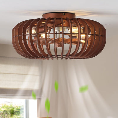 Ventilador techo madera luz motor silencioso 20pulg control remoto