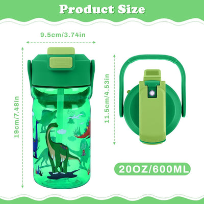 Botella de agua para niños Mist & Sip 2 en 1 de plástico con popote y asa