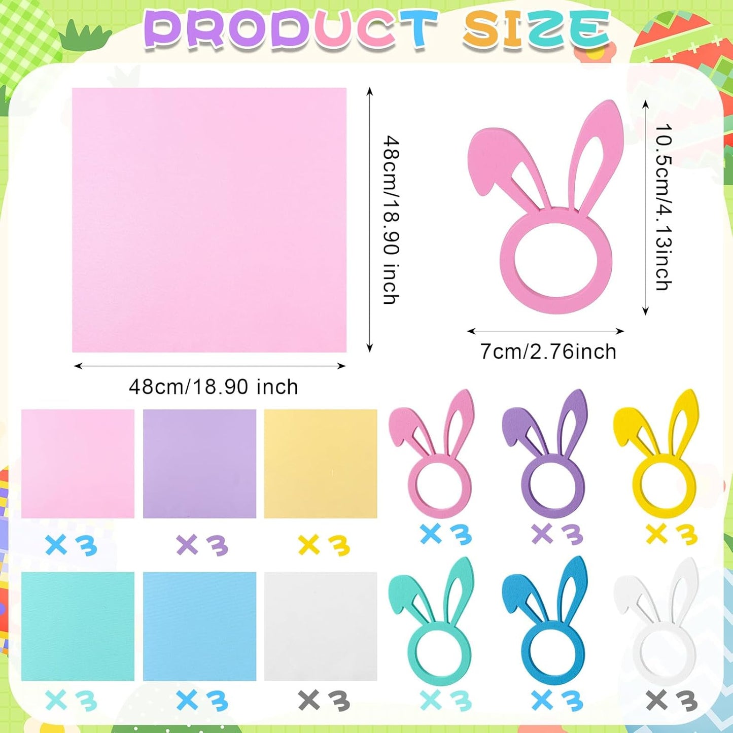 Set 36 servilletas tela pastel Pascua servilletero conejo madera
