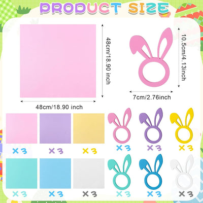 Set 36 servilletas tela pastel Pascua servilletero conejo madera