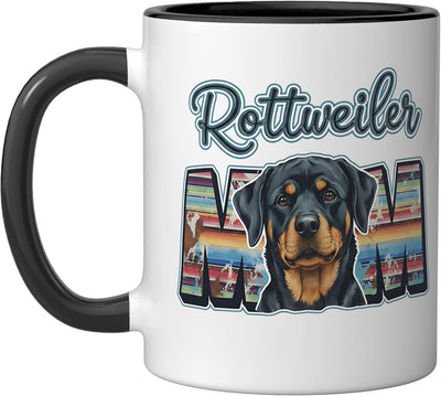 Taza Cerámica Rottweiler Mamá Día de la Madre Negro Blanco
