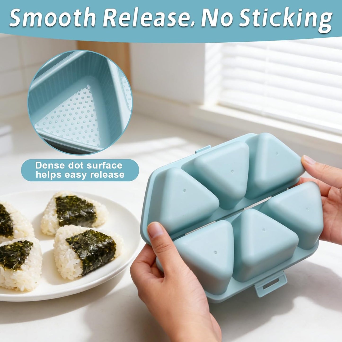 Set moldes onigiri 6en1 triangular contenedor multifuncional
