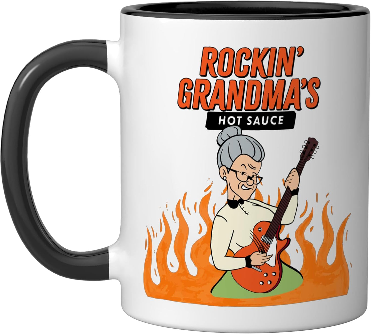 Taza cerámica Rockin' Grandma Full Logo negra/blanca