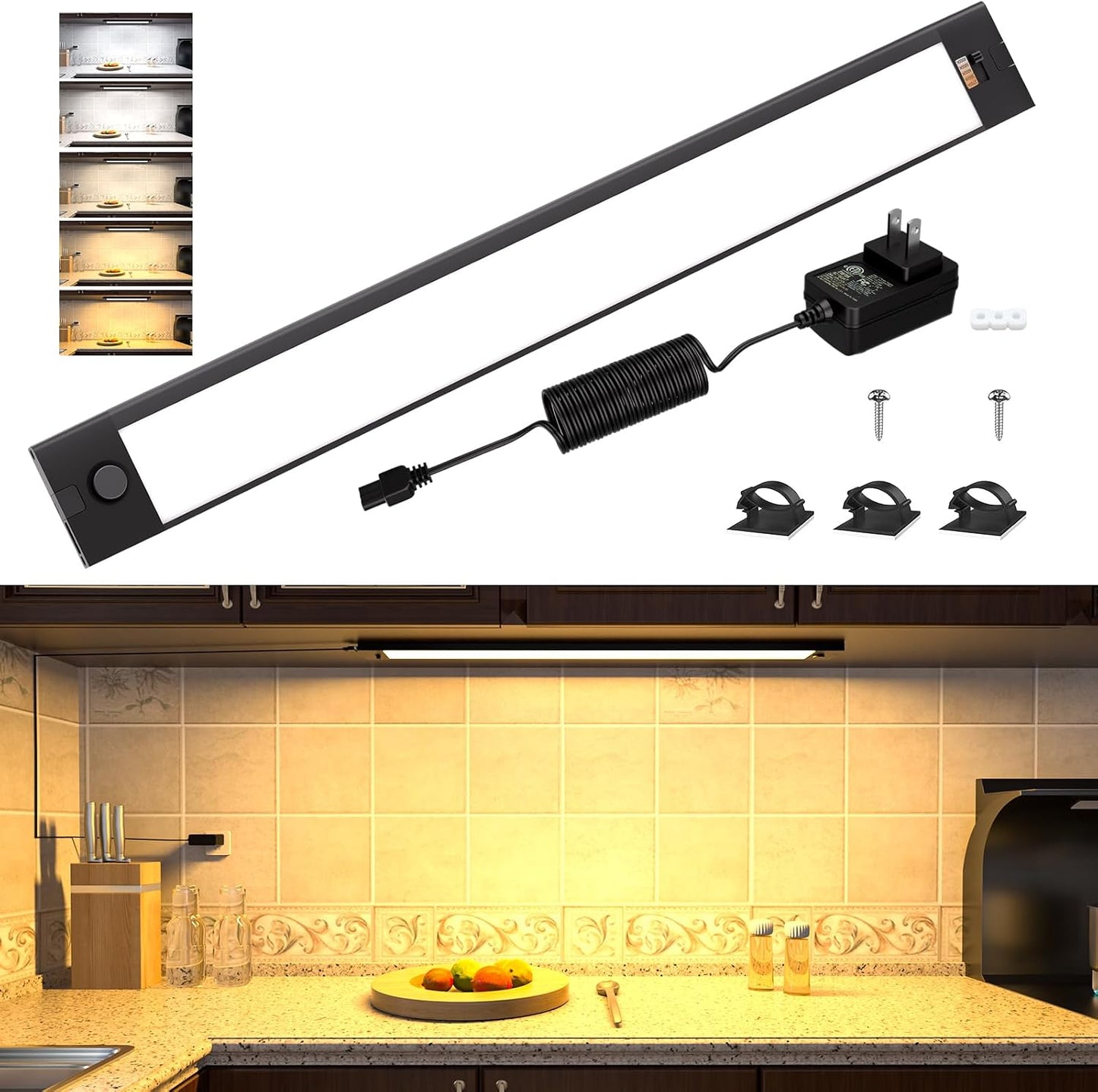 Luz LED bajo gabinete 16.5pulg 5 colores