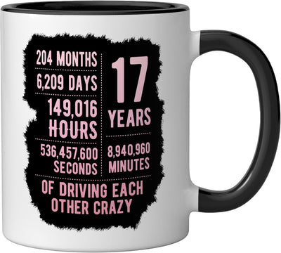 Taza Cerámica Aniversario 17 Años Negro/Blanco