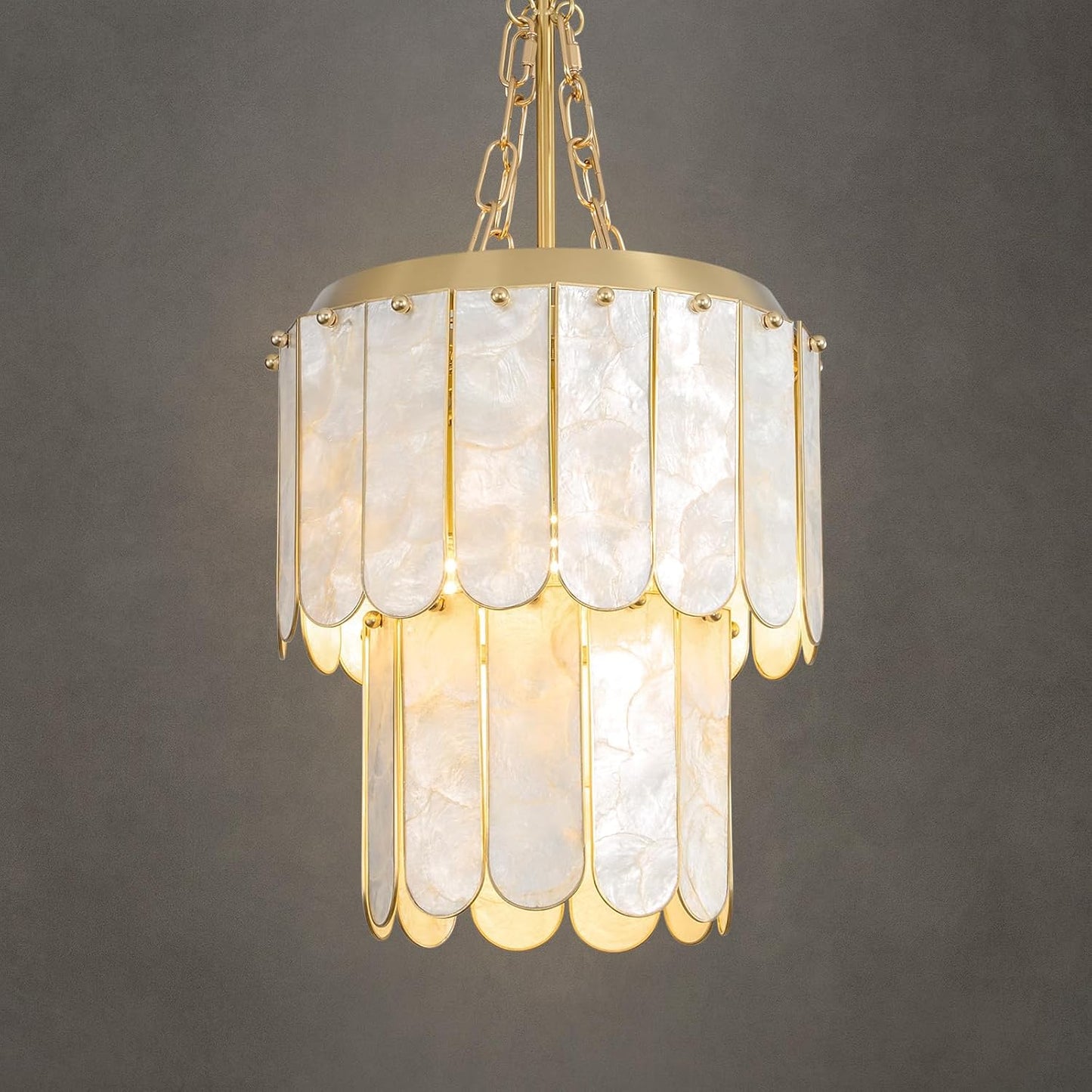 Candelabro concha ostra dorada 12pulg regulable