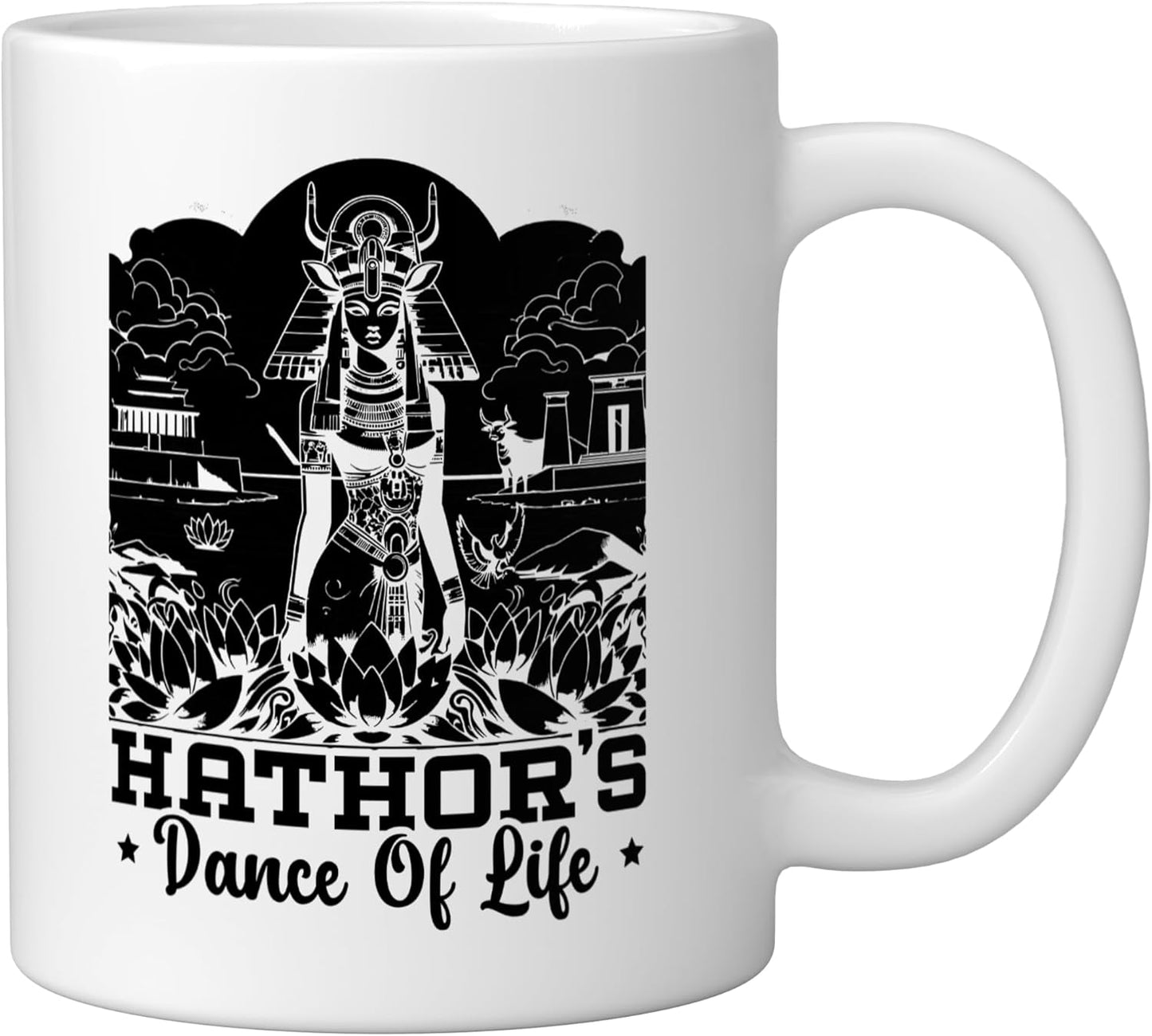 Taza Cerámica Hathor Egipto Antiguo Blanco