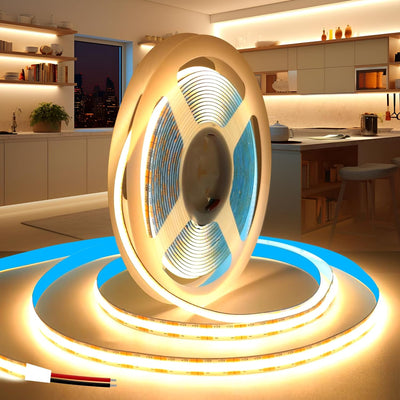 Tira LED 16.4pies 24V luz blanca cálida 3000K flexible