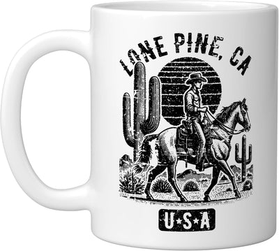 Taza Cerámica Estilo Vintage Caballo Vaquero Blanco