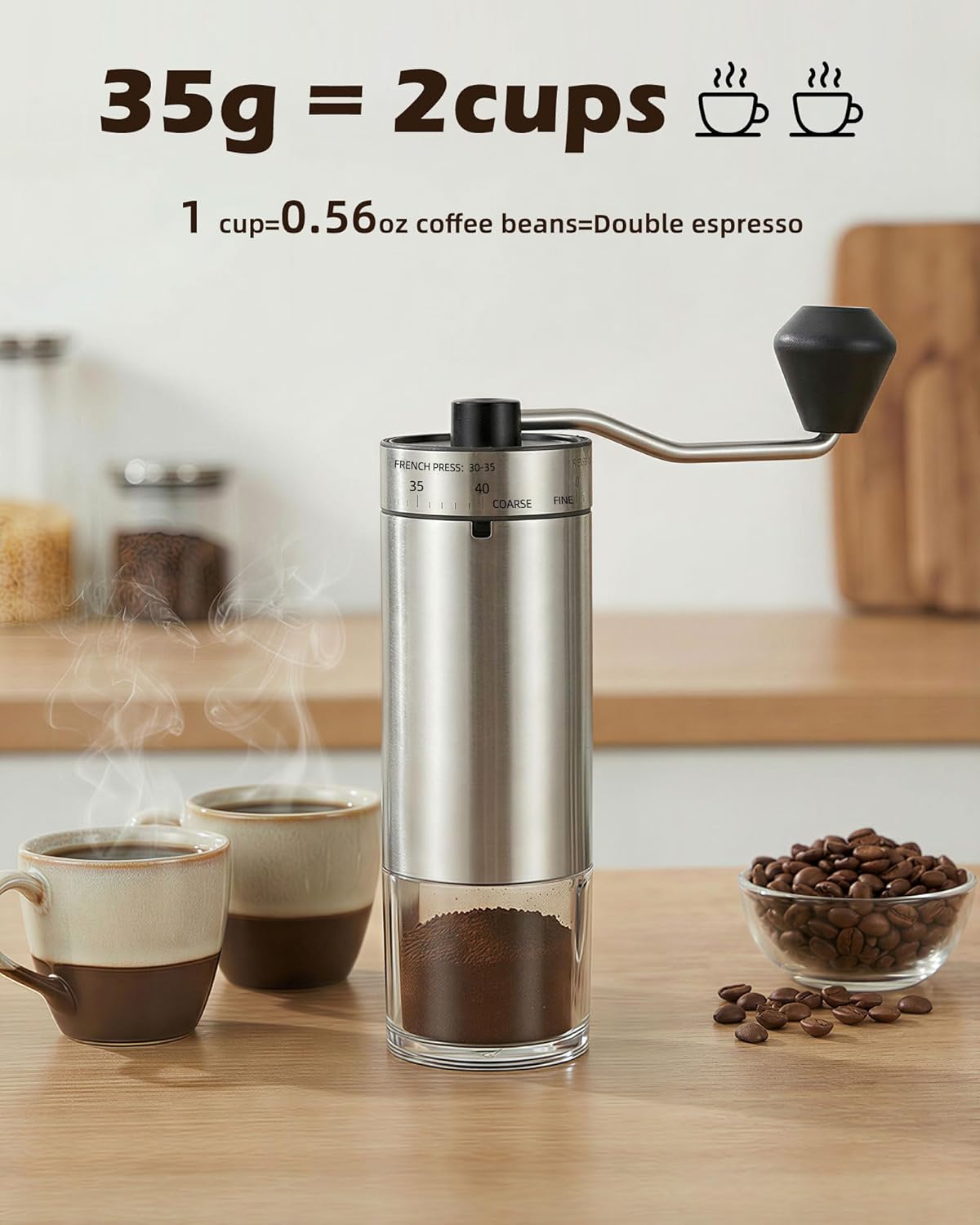 Molinillo café manual 40 ajustes cerámica con manivela