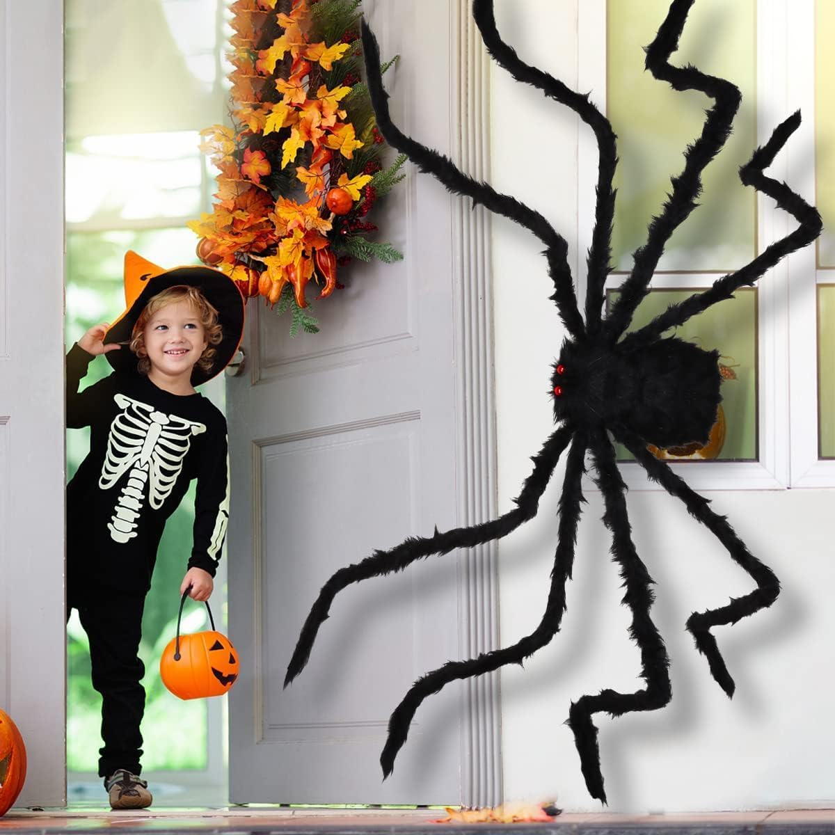 Araña peluda Halloween 7.5ft para exteriores e interiores