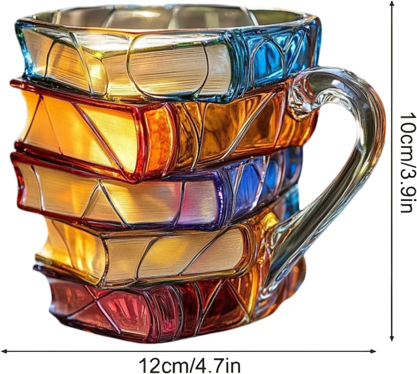 Taza de café pintada en 3D con diseños de libros únicos