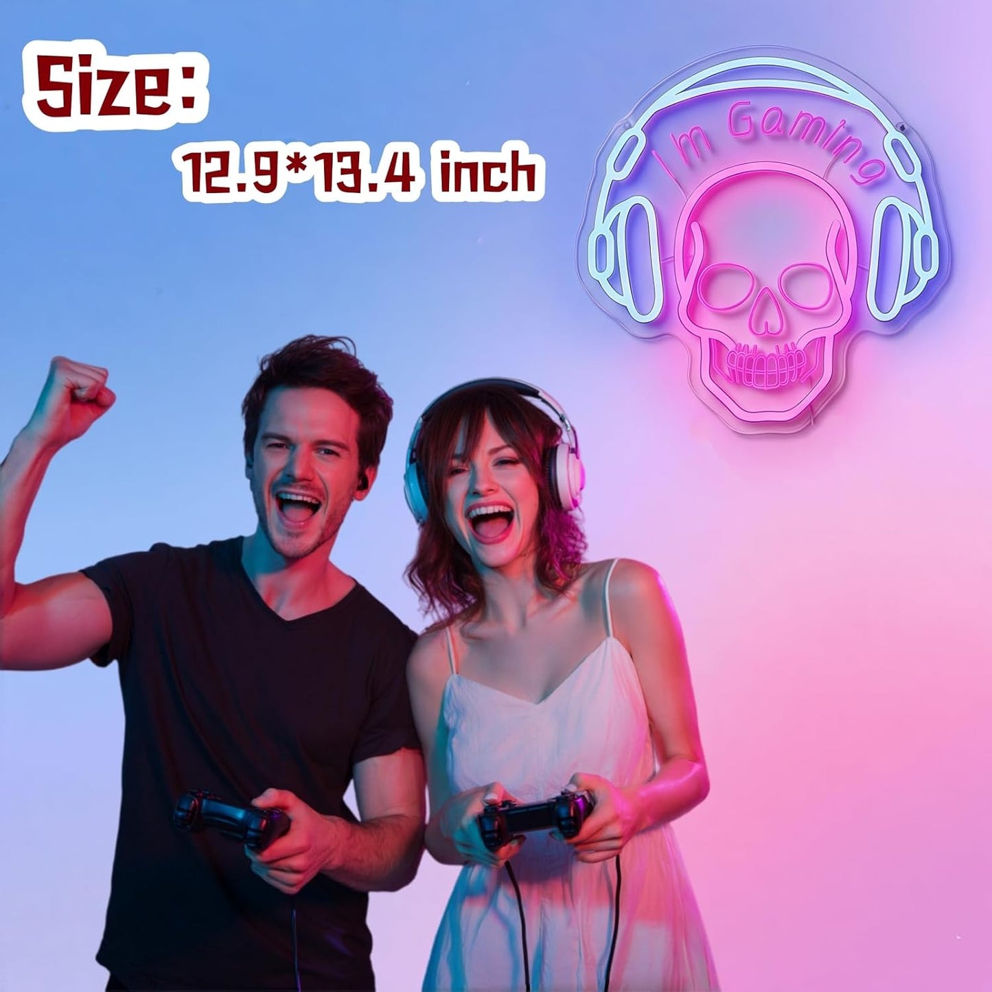 Letrero neón calavera auricular USB para juego