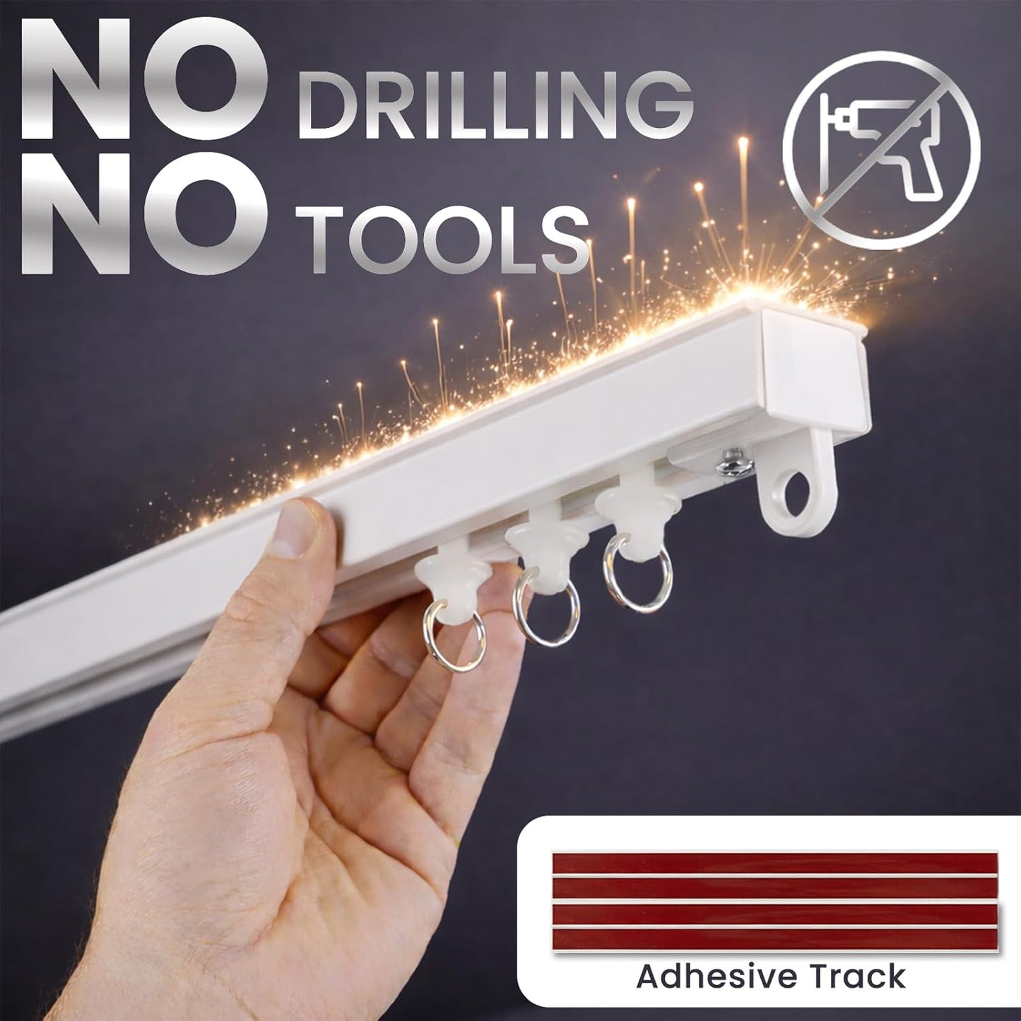 Cortina techo autoadhesiva barra montaje 4.72pies