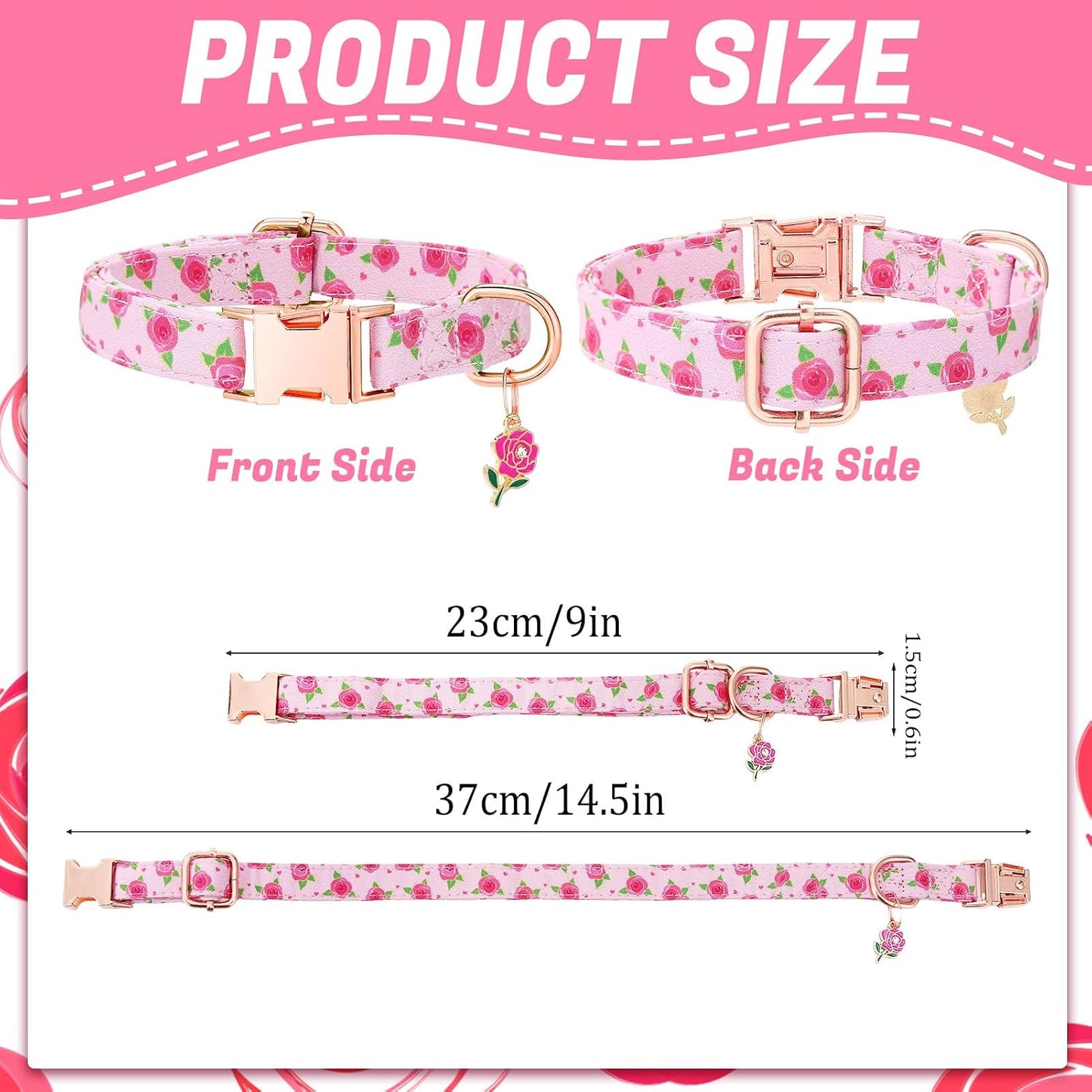 3 Pzas Collares Rosas para Perros Pequeños