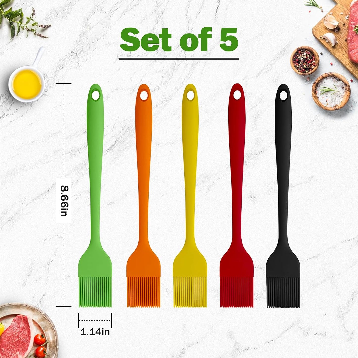 Cepillos silicona cocina 5 pzas para salsa barbacoa hornear
