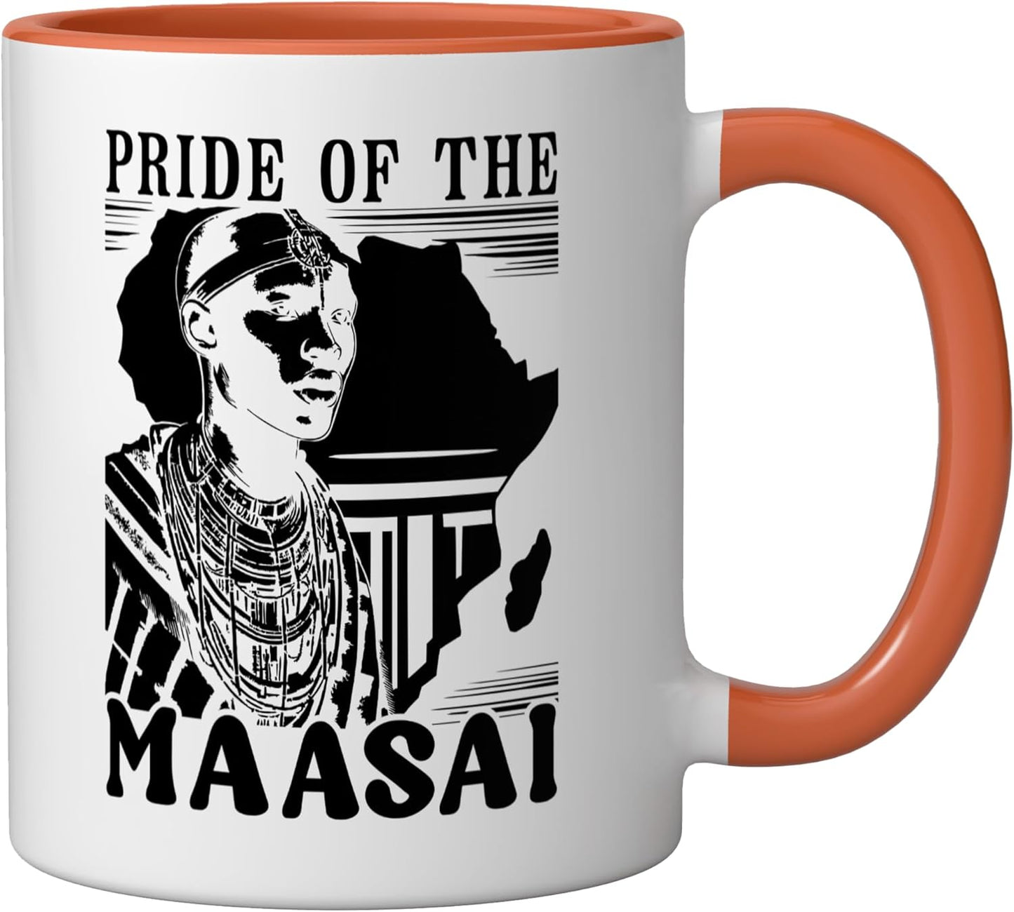 Taza Cerámica Tribu Africana Color Naranja/Blanco